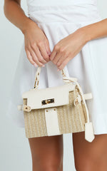 Imara Bag - Top Handle Crossbody Straw Bag in Neutral