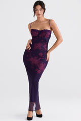 Grape Floral Print Maxi Dress