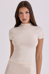 Ivory Cotton + Cashmere Short Sleeve Top