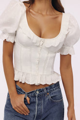 White Broderie Anglais Babydoll Top
