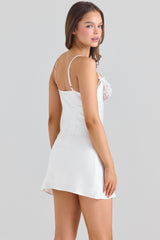 Ivory Satin Bias Cut Mini Dress