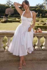 White Cotton Halter Sundress