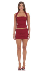 Lace Mini Skirt in Red