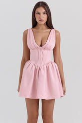 Powder Pink Satin Mini Dress