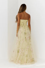 Dream Chaser Floral Tulle Maxi Dress Yellow