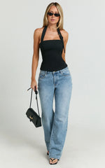 Tyler Top - Adjustable Halter Fitted Top in Black