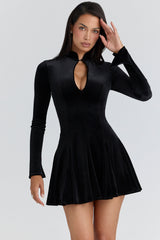 Black Velvet Keyhole Mini Dress