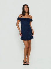 Anabeila Strapless Frill Mini Dress Navy