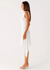 Rylee One Shoulder Midi Dress - White