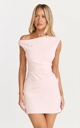 Vilma Mini Dress - One Shoulder Bodycon Dress in Pink