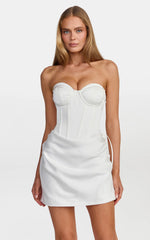 Annie Mini Dress - Strapless Corset Dress With Lace Up Back in White