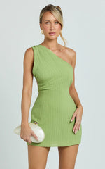 Eliana Mini Dress - Chain Back Slip Dress in Green