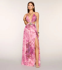 Trina Abstract Animal Print Formal Dress