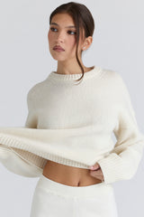 Ivory Wool Chunky Knit Sweater
