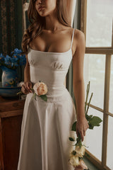 White Cotton Broderie Anglaise Trim Midi Sundress