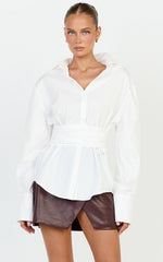 Skye Top - Tie Waist Shirt in White