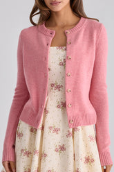 Raspberry Cashmere + Merino Wool Cardigan