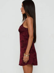 Had Me At Hello Lace Trim Mini Dress Burgundy
