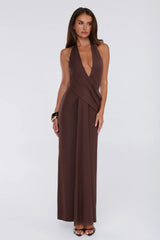 The Perfect Excuse Halter Maxi Dress Brown