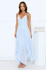 Wave Whisper Mesh Maxi Dress Blue