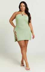 Amalie The Label - Merida Halter Knit Side Split Mini Dress - In Green