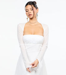 Sheer Mesh Flared Sleeve Bolero