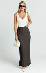 Stella Maxi Skirt - High Waisted Pencil Skirt in Chocolate