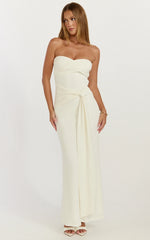 Aria Midi Dress - Strapless Tie Waist Dress in Off White