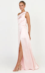 Helena Maxi Dress - Off Shoulder Godet Dress in Light Pink