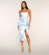 Compliments Please Floral Flocked Mesh Midi Dress