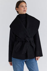 Black Wool Shawl Collar Jacket