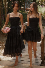 Black Custom Lace + Broderie Anglaise Cotton Midi Sundress