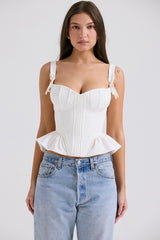 White Peplum Cotton Corset