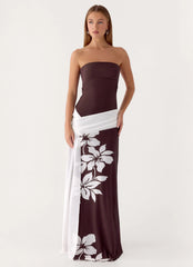 Palomar Strapless Maxi Dress - Chocolate Tropic Floral
