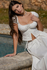 White Gathered Top