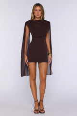 Whimsical Luxe Mini Dress Brown