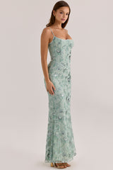 Jade Hand Beaded Embellished Corset Maxi Dress