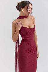 Cabernet Strapless Corset With Neck Scarf