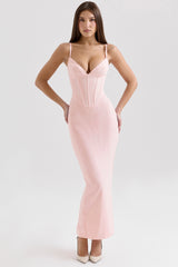 Pink Mesh Bodycon Maxi Dress