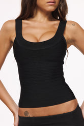 Black Scoop Neck Bandage Top