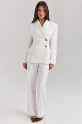 White Wide Leg High Waist Tailored Trousers