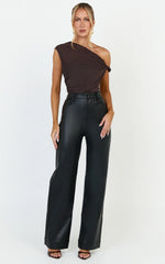 Paloma Top - Mesh Overlay Twist Sleeve Top in Chocolate
