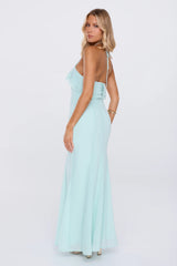 Drifting Afar Halter Maxi Dress Aqua
