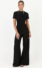 Rosalie Top - Asym Ruched Tshirt in Black