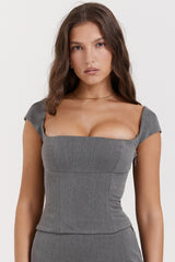 Grey Lace Back Corset