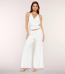 Sleek Agenda Cowl Neck Halter Top