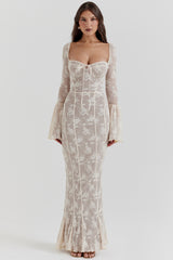 Vintage Cream Lace Maxi Dress