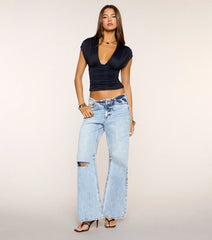 Cafe Run Plunge Neck Crop Top