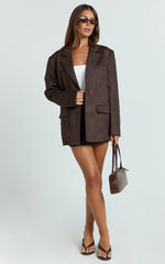 Priscilla Jacket - Faux Suede Relaxed Fit Jacket in Dark Chocolate