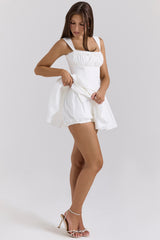 White Cotton Mini Dress With Bloomers